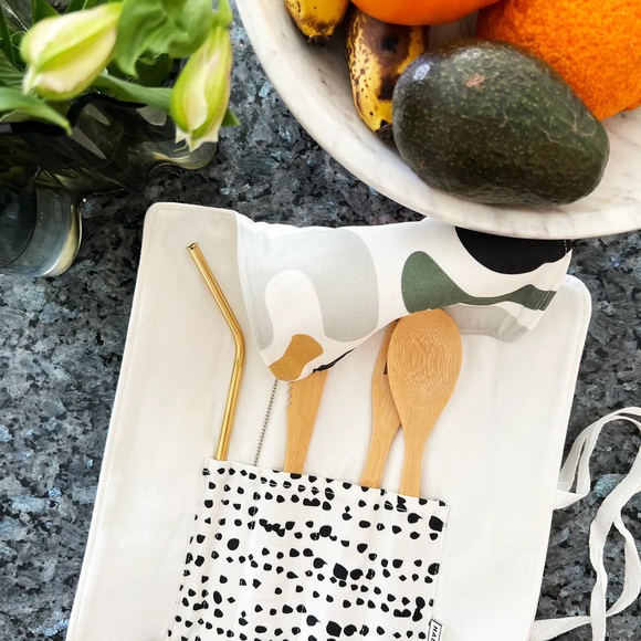 Eco Friendly 6 pc Reusable Cutlery Set - Playful - Picture 2 of 2